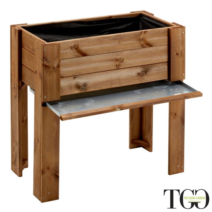 Jardineras de madera. Jardinera elevada de madera para exterior GardenBox color castaño 81 x 44 x 80 cm detalle 1563