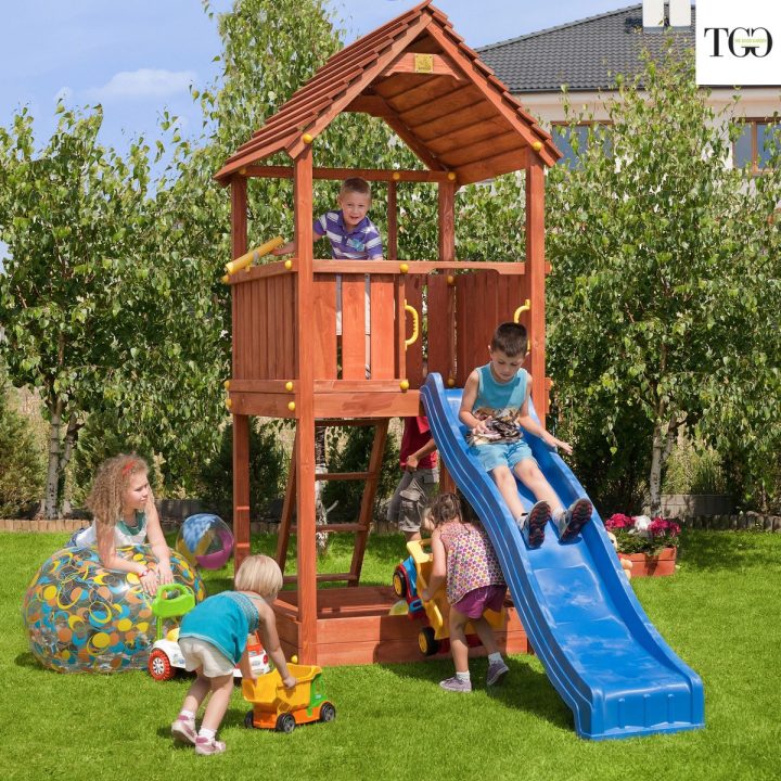 Tobogán de madera Fungoo Joy, juego de jardín de madera