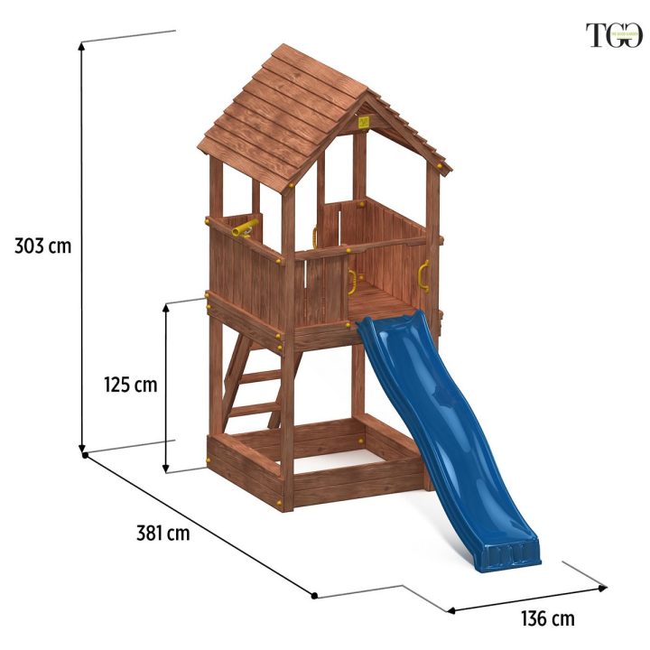 Tobogán de madera Fungoo Joy, juego de jardín de madera