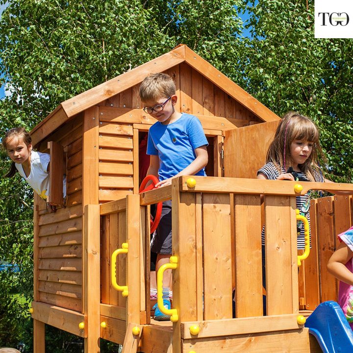 Casa de madera con tobogán MyHouse 1 juego de madera para jardín