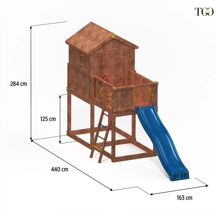 Casa de madera con tobogán MyHouse 1 juego de madera para jardín