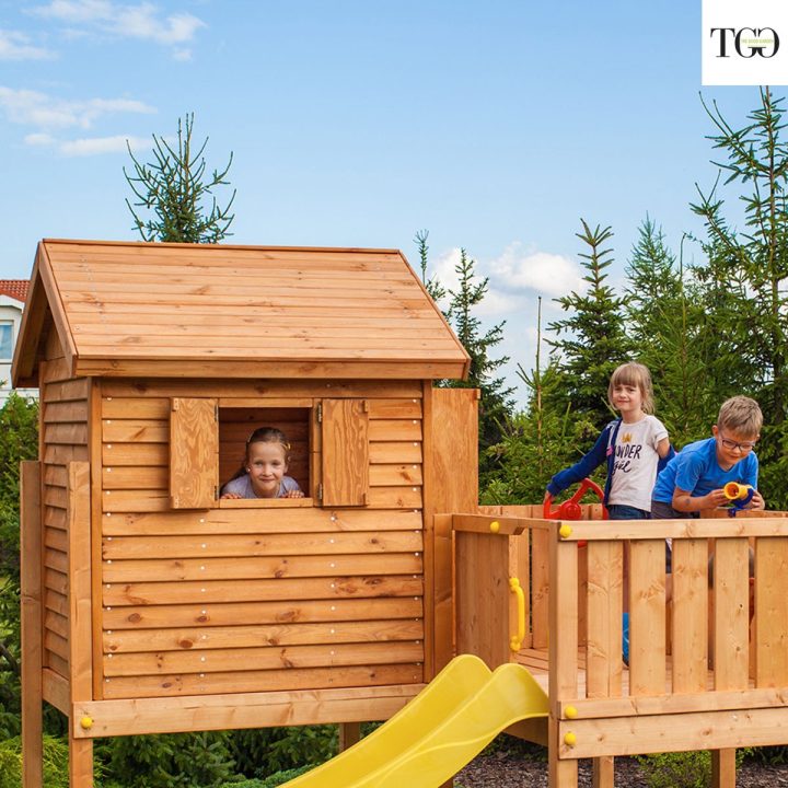 Casa de madera con tobogán Fungoo MySide Juego de madera para jardín