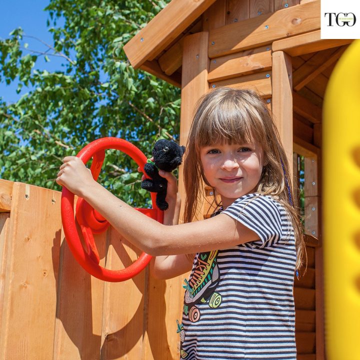 Casa de madera con tobogán Fungoo MySide Juego de madera para jardín