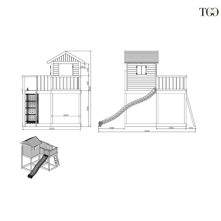 Casa de madera con tobogán Fungoo MySide Juego de madera para jardín