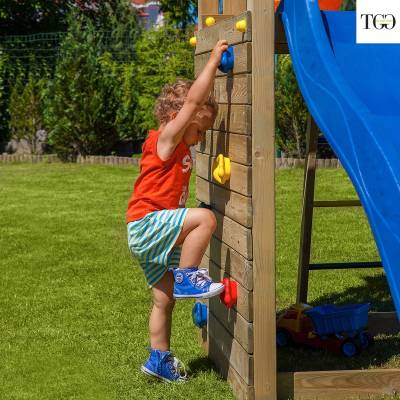 Tobogán y columpio de madera Fungoo Carol 2 Juego de jardín de madera