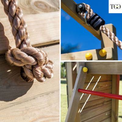 Tobogán, columpio y escalada de madera Fungoo Carol 3 Juego de jardín de madera