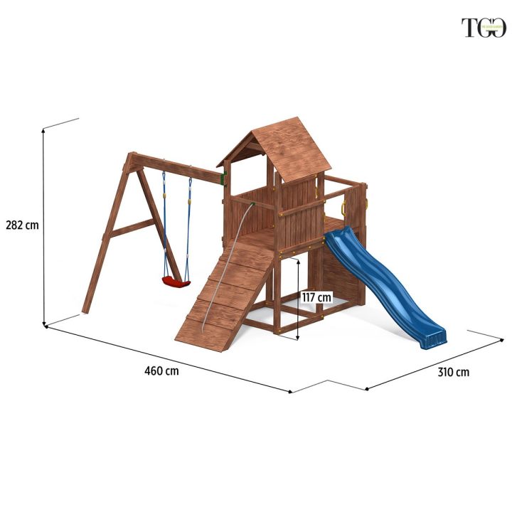 Tobogán, columpio y escalada de madera Fungoo Carol 3 Juego de jardín de madera