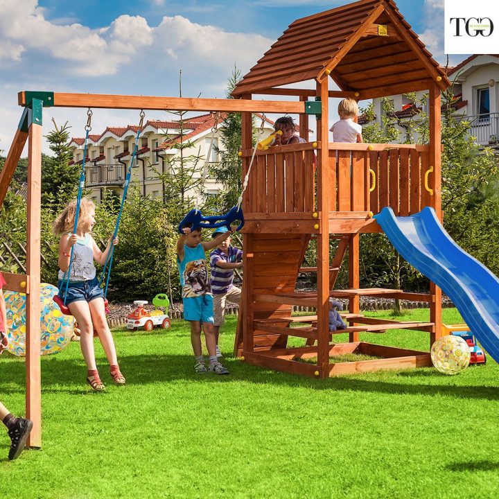 Tobogán, columpios y escalada de madera Joy Move Juego de jardín de madera