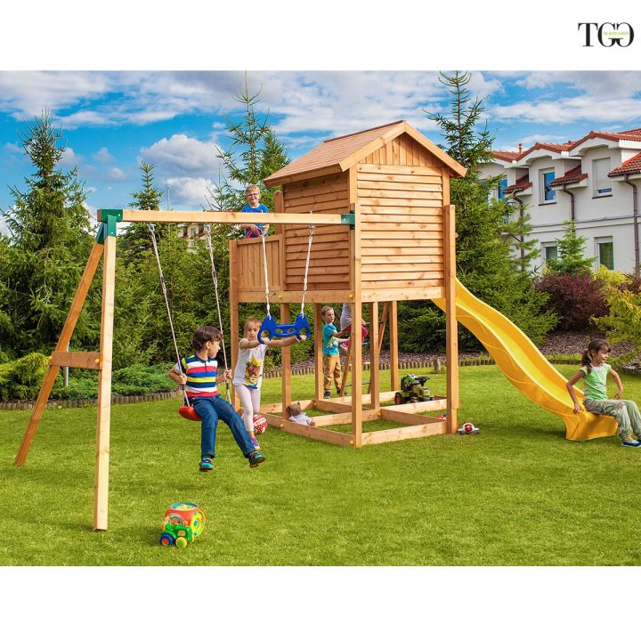 Casa de madera con tobogán MOVE MySIDE Juego de jardín de madera