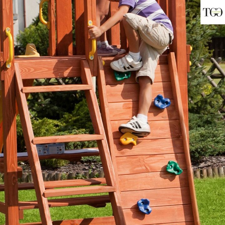 Casa de madera con tobogán Fungoo STEP ON MySIDE Juego de jardín de madera