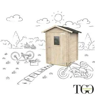 Caseta de madera 1,5x1,5 m Gato para herramientas con puerta ventana simple 146x146 cm