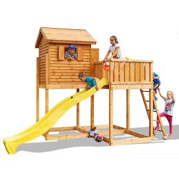 Casita de madera para niños con tobogán Fungoo® MySide Juego de jardín de madera