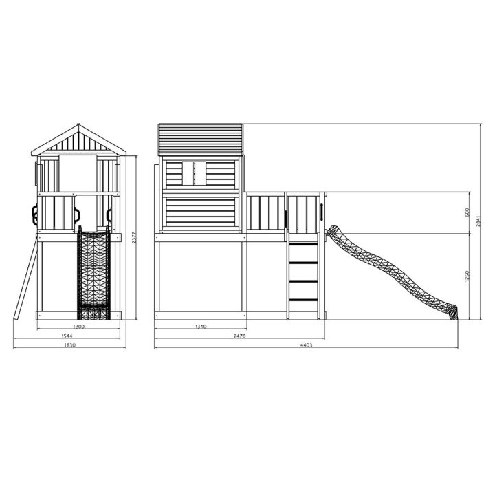 Casa de madera infantil con tobogán Fungoo® MyHouse 1 juego de madera para jardín