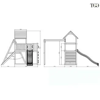 Tobogán, columpio y escalada de madera Fungoo® Carol 3, juego de jardín de madera blanco