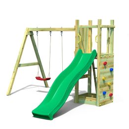 Fungoo® Funny 3 - Tobogán y columpio de madera para jardín