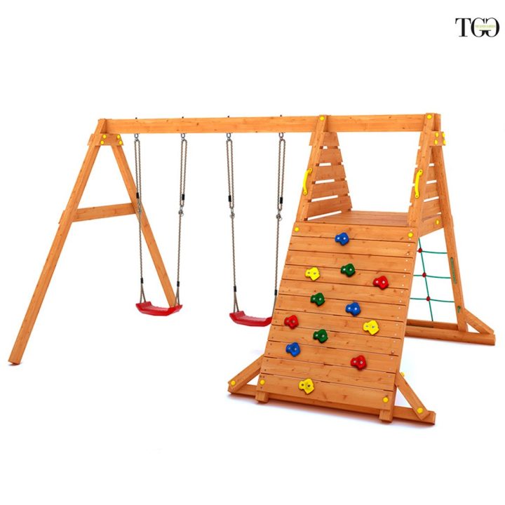 Columpio y juego de escalada de madera Fungoo SPIDER King para jardín
