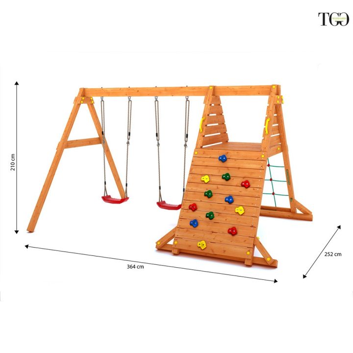 Columpio y juego de escalada de madera Fungoo SPIDER King para jardín
