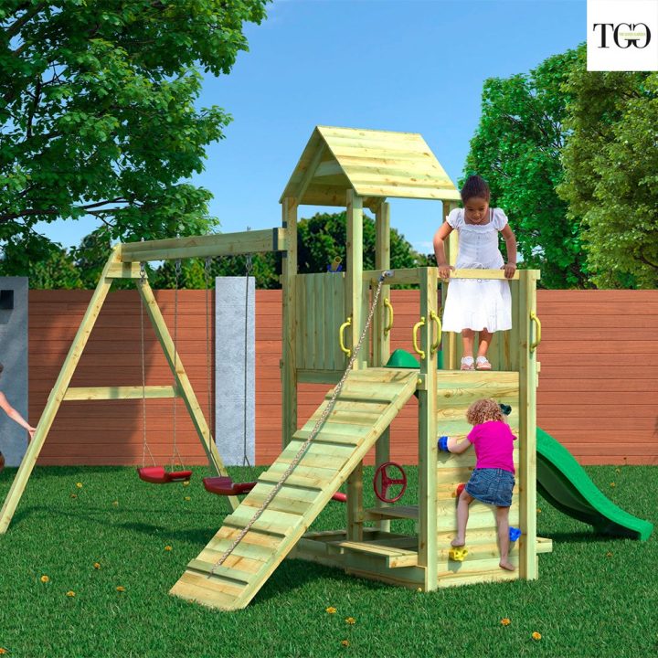 Parque infantil con columpio y casa de setas FLOPPI juegos de jardín de madera
