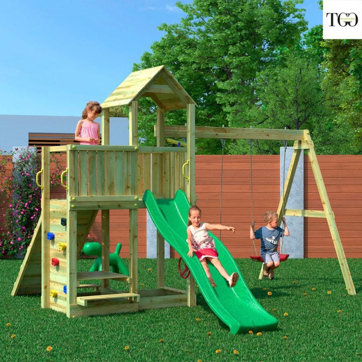 Parque infantil con columpio y casa de setas FLOPPI juegos de jardín de madera