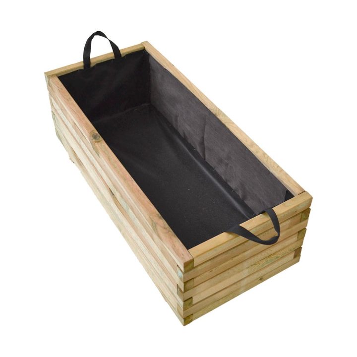 Jardinera de madera Mirabell para exterior 40x90 h.30,5 cm color natural