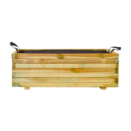 Jardinera de madera Mirabell para exterior 40x90 h.30,5 cm color natural