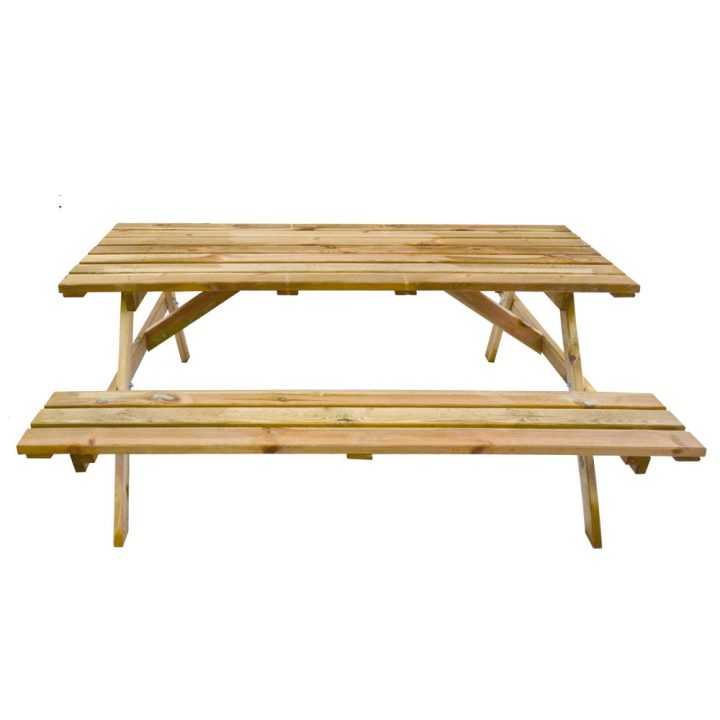 Mesa de picnic de madera Happytime de 25 mm, banco para cervecería, para jardín y terraza, 180 x 150 x 70 cm