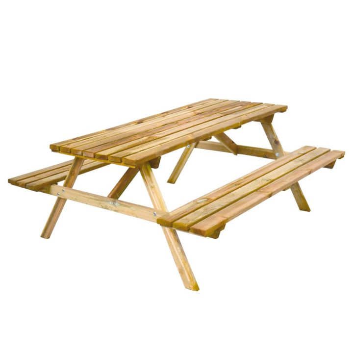 Mesa de picnic de madera Happytime de 25 mm, banco para cervecería, para jardín y terraza, 180 x 150 x 70 cm