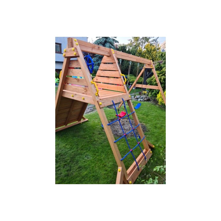 Columpio y juego de escalada de madera Fungoo SPIDER King para jardín
