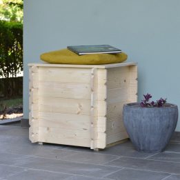 Baúl de madera para exterior Gaia 60x60x54H Cm