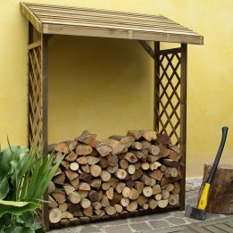 Leñera con celosía Jessy 162x60x205 cm en madera de conífera impregnada en autoclave