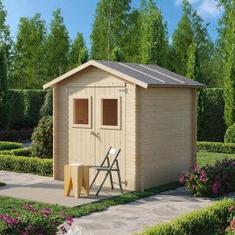 Caseta de madera para herramientas Jack 2 x 2 m con puerta doble con ventana