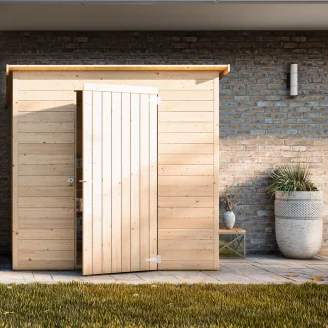 Caseta de jardín de madera adosada Lady 2 x 1 m personalizable, 19 mm