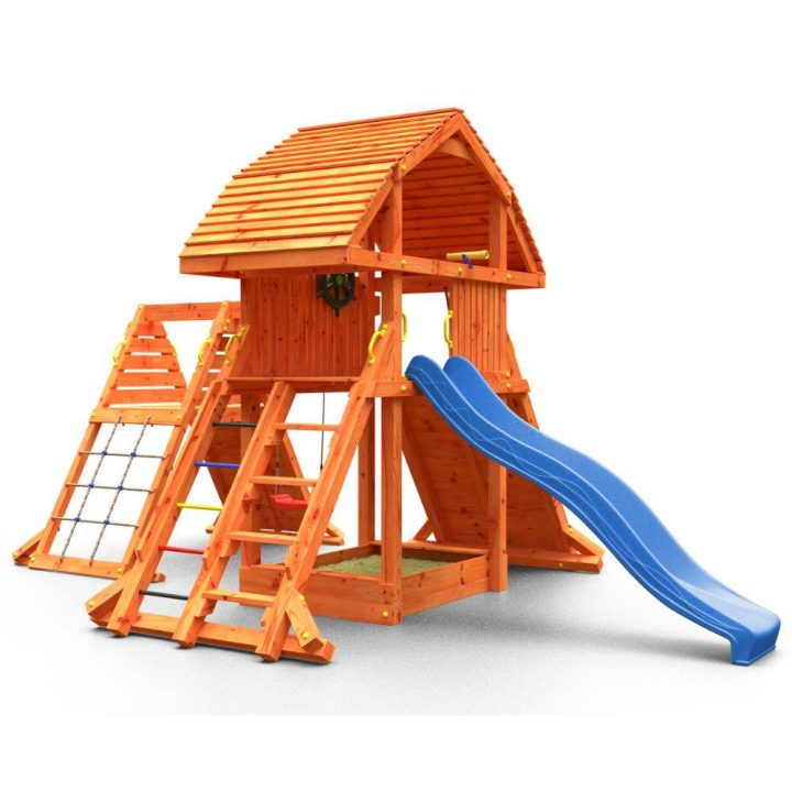Casita de madera para niños con tobogán Fungoo ARAÑA GIGANTE ROJA