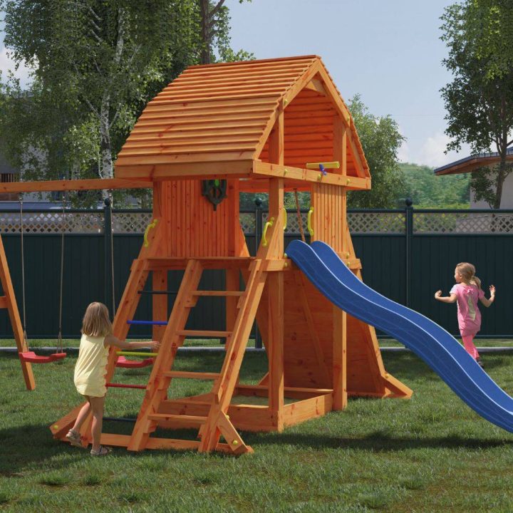 Juego de madera Fungoo GIANT MOVE RED con tobogán, columpio y escalada