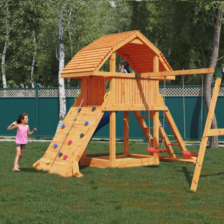Juego de madera Fungoo GIANT MOVE RED con tobogán, columpio y escalada