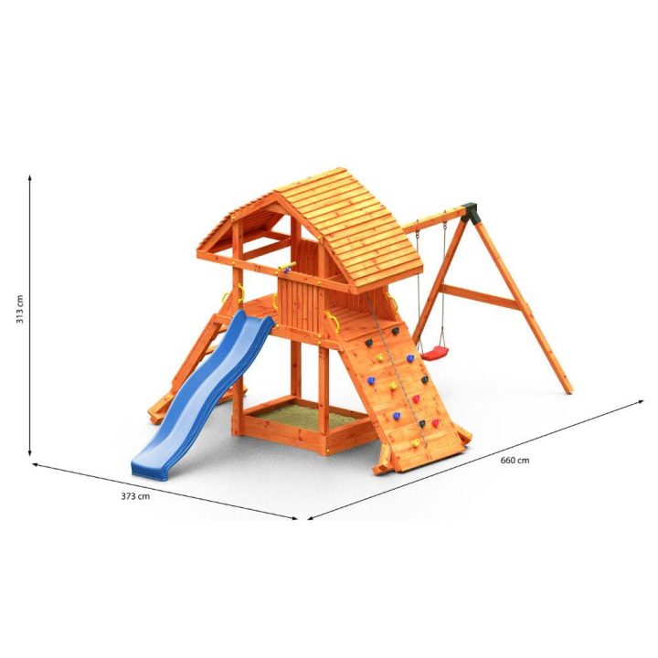 Juego de madera Fungoo GIANT MOVE RED con tobogán, columpio y escalada