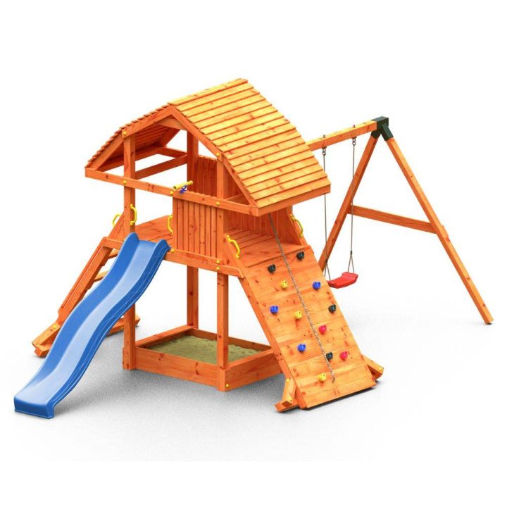 Juego de madera Fungoo GIANT MOVE RED con tobogán, columpio y escalada