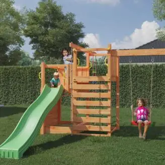 Casita de jardín infantil con tobogán Fungoo Climbing Star3 Juego de jardín de madera