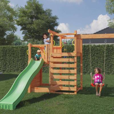 Casita de jardín infantil con tobogán Fungoo Climbing Star3 Juego de jardín de madera