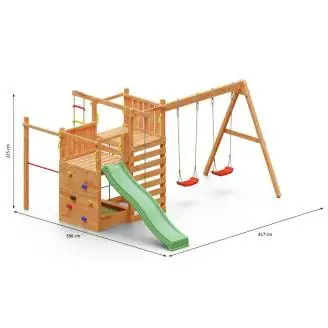 Casita de jardín infantil con tobogán Fungoo Climbing Star3 Juego de jardín de madera
