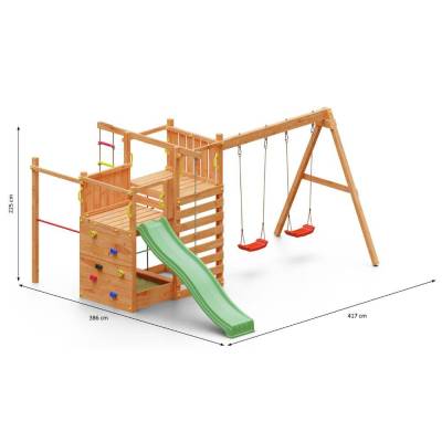 Casita de jardín infantil con tobogán Fungoo Climbing Star3 Juego de jardín de madera