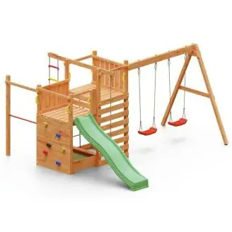 Casita de jardín infantil con tobogán Fungoo Climbing Star3 Juego de jardín de madera