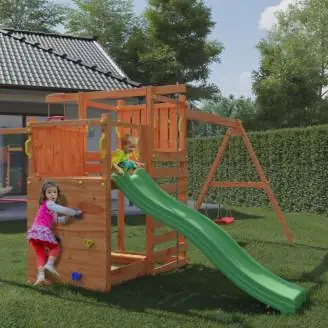 Casita de jardín infantil con tobogán Fungoo Climbing Star3 Juego de jardín de madera
