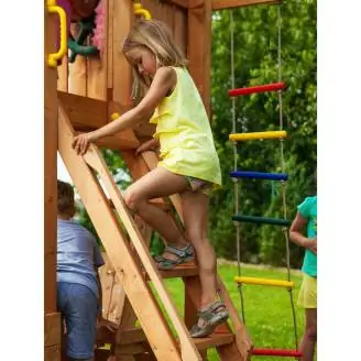 Caja de juguetes de madera con tobogán Fungoo FORTRESS