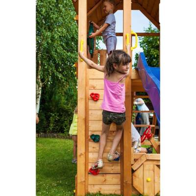Caja de juguetes de madera con tobogán Fungoo FORTRESS