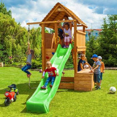 Caja de juguetes de madera con tobogán Fungoo FORTRESS