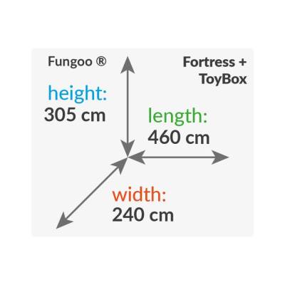 Caja de juguetes de madera con tobogán Fungoo FORTRESS