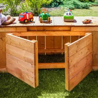 Caja de juguetes de madera con tobogán Fungoo FORTRESS