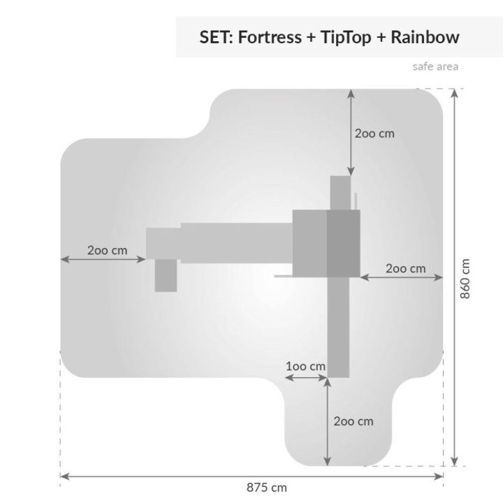 Casa de madera con puente colgante Fungoo FORTRESS TIPTOP Rainbow