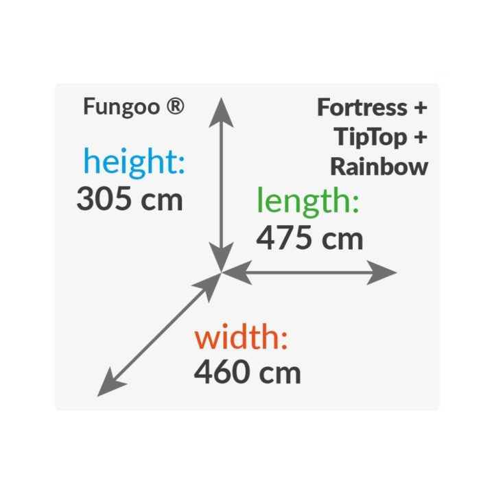 Casa de madera con puente colgante Fungoo FORTRESS TIPTOP Rainbow